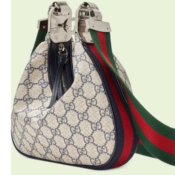 GUCCI ATTACHE SMALL SHOULDER BAG. beige and blue Supreme - Picture 3 of 10